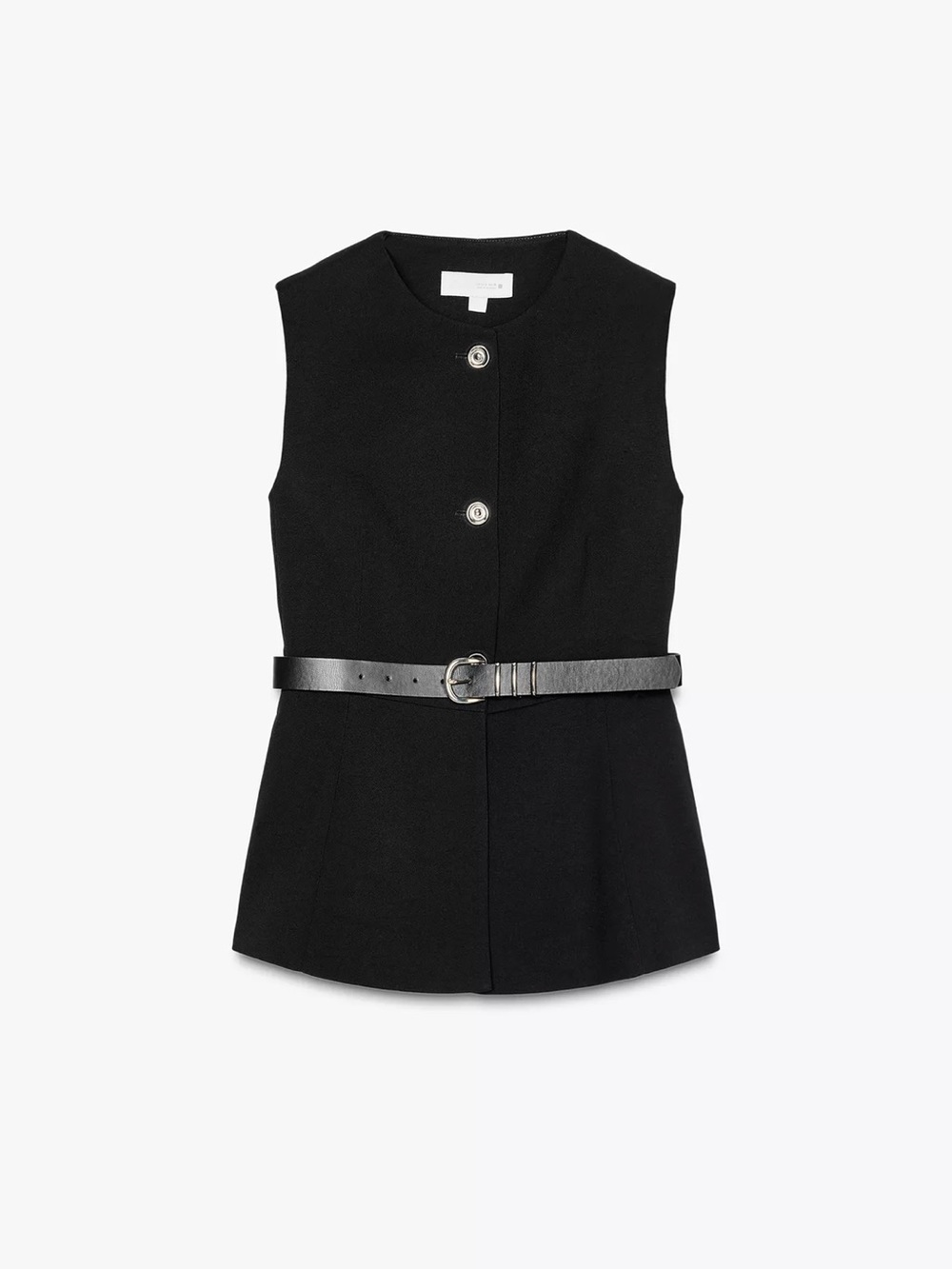 Zara Vest Sleeveless Black Belted Wool-Blend gold bottoms size S